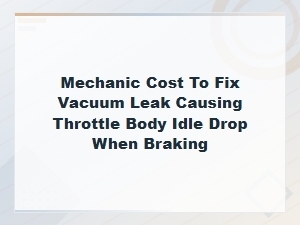 Mechanic Cost to Fix Vacuum Leak Causing Idle Drop When Braking